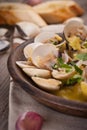 Fresh Cockle clams (Venus, Meretrix) with wine sauce. Portuguese