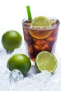 Fresh cocktail with cola drink and lime Royalty Free Stock Photo