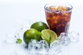 Fresh cocktail with cola drink and lime Royalty Free Stock Photo