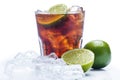 Fresh cocktail with cola drink and lime Royalty Free Stock Photo