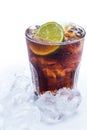 Fresh cocktail with cola drink and lime Royalty Free Stock Photo