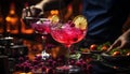 Fresh cocktail with fruit, ice, and a slice of lime generated by AI Royalty Free Stock Photo