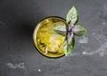 Fresh cocktail with grape, lime and basil leaves Royalty Free Stock Photo