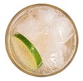 Fresh cocktail lemonade, honey lemon soda with lime slice and mi Royalty Free Stock Photo