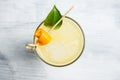 Fresh cocktail with mandarines on the rustic background Royalty Free Stock Photo