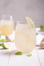 Fresh cocktail prepared with ginger beer, lime and ice Royalty Free Stock Photo