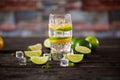 Fresh cocktail with soda water, ice, lime, orange and mint Royalty Free Stock Photo