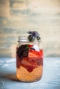 Fresh cocktail with strawberry and basil in glass Royalty Free Stock Photo