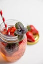 Fresh cocktail with strawberry and basil in glass Royalty Free Stock Photo