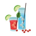 Fresh cocktails drinks icon, flat design