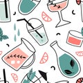 Fresh cocktails seamless pattern