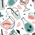 Fresh cocktails seamless pattern Royalty Free Stock Photo
