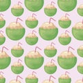 fresh coconut cocktails pattern background