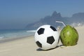 Fresh Coconut Football Soccer Ball Ipanema Beach Rio Royalty Free Stock Photo