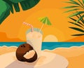 Fresh coconut fruit and juice design