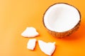 Fresh coconut group set different half and slices Royalty Free Stock Photo