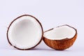 Fresh coconut half clipping path for coconut milk on white background fruit food isolated Royalty Free Stock Photo