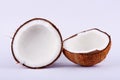 Fresh coconut half clipping path for coconut milk on white background fruit food isolated Royalty Free Stock Photo