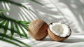 The Fresh Coconut Halves.AI generated image Royalty Free Stock Photo
