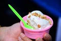 Fresh coconut ice cream in a cup Royalty Free Stock Photo
