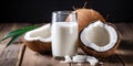 Fresh coconut milk in a glass, vegan non dairy, healthy drink Royalty Free Stock Photo