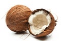 Coconut halved on white background. AI generated Royalty Free Stock Photo
