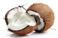 Coconut halved on white background. AI generated Royalty Free Stock Photo