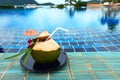 Fresh Coconut from tree ready to drink with straw, place nicely Royalty Free Stock Photo
