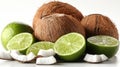 Fresh Coconuts and Limes Generative AI Royalty Free Stock Photo