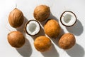 Fresh coconuts presented against a pristine white background