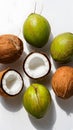 Fresh coconuts presented against a pristine white background Royalty Free Stock Photo