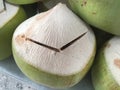 Fresh Coconuts Slightly Cut Open Lid Royalty Free Stock Photo