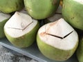 Fresh Coconuts Slightly Cut Open Lid Royalty Free Stock Photo