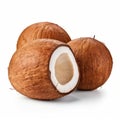 Fresh Coconuts On White Background - High Quality Image