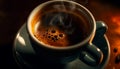 Fresh coffee aroma, steamy cappuccino in mug generated by AI
