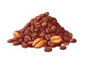 Fresh coffee bean heap, hand drawn illustration