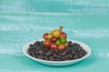 fresh coffee beans on dry coffee beans Royalty Free Stock Photo