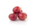 fresh coffee beans with leaf on white background