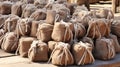 Fresh coffee beans packed in jute bags ready to be dispatched and sold