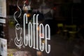 Fresh coffee sign in cafe Royalty Free Stock Photo