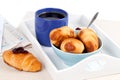 Fresh coffee and tasty croissant Royalty Free Stock Photo