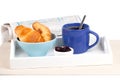 Fresh coffee and tasty croissant Royalty Free Stock Photo