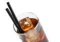 Fresh coke with black straw, summer time Royalty Free Stock Photo