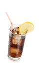Fresh coke with straw with lemon slice on top, summer time Royalty Free Stock Photo