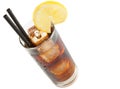 Fresh coke with straw with lemon slice on top, summer time Royalty Free Stock Photo