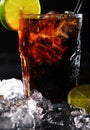 Fresh cola drink with green lime Royalty Free Stock Photo