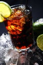 Fresh cola drink with green lime Royalty Free Stock Photo