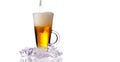 Fresh cold beer with ice and foam Royalty Free Stock Photo