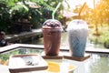 Fresh cold drinks on table, outdoor cafe, lifestyle Royalty Free Stock Photo