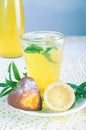 Fresh cold lemonade with mint leaves and cookies Royalty Free Stock Photo